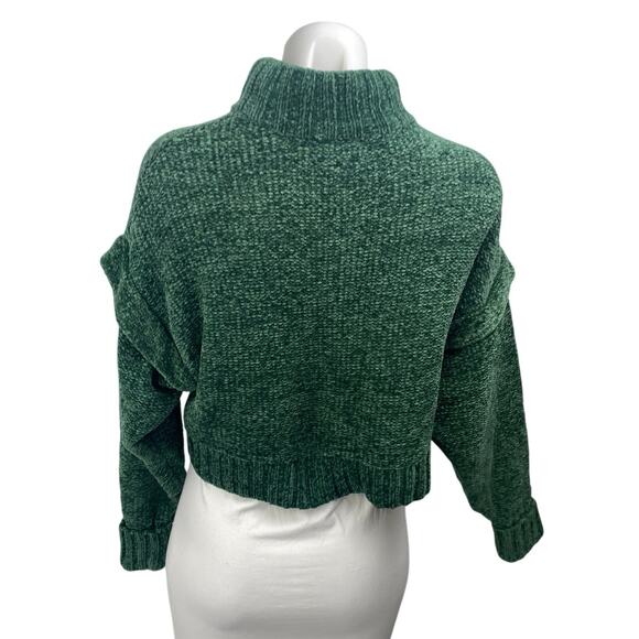 Urban Outfitters Daria Double Take Chenille Green Turtleneck Cropped Sweater XS - Picture 2 of 4